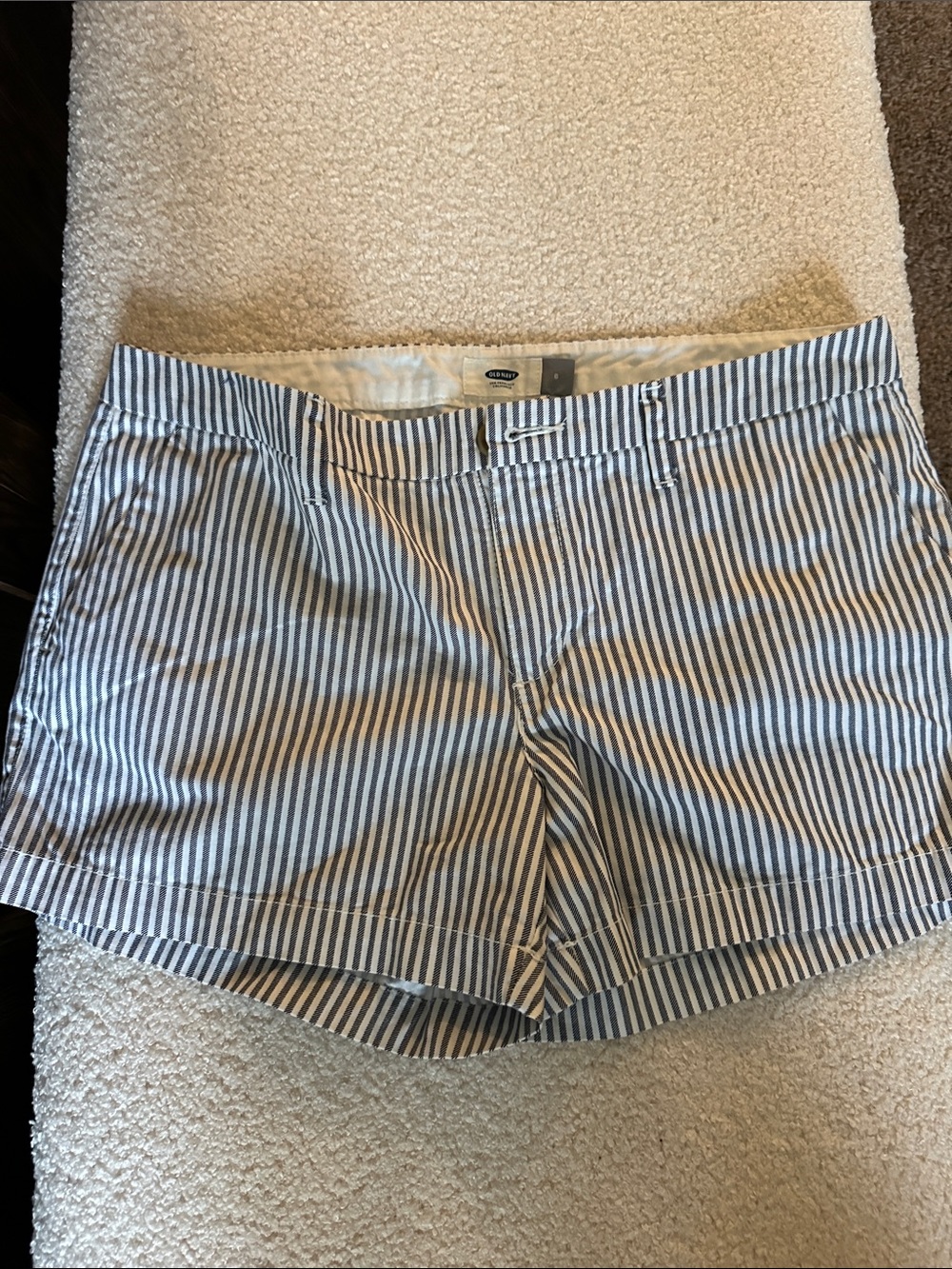 Old Navy Blue and White Striped Chino Shorts